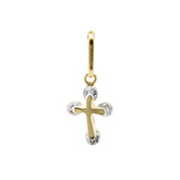 Baby Kinder Gelbgold Kreuz Anhänger mit Zirkonia Steine - GA-811
